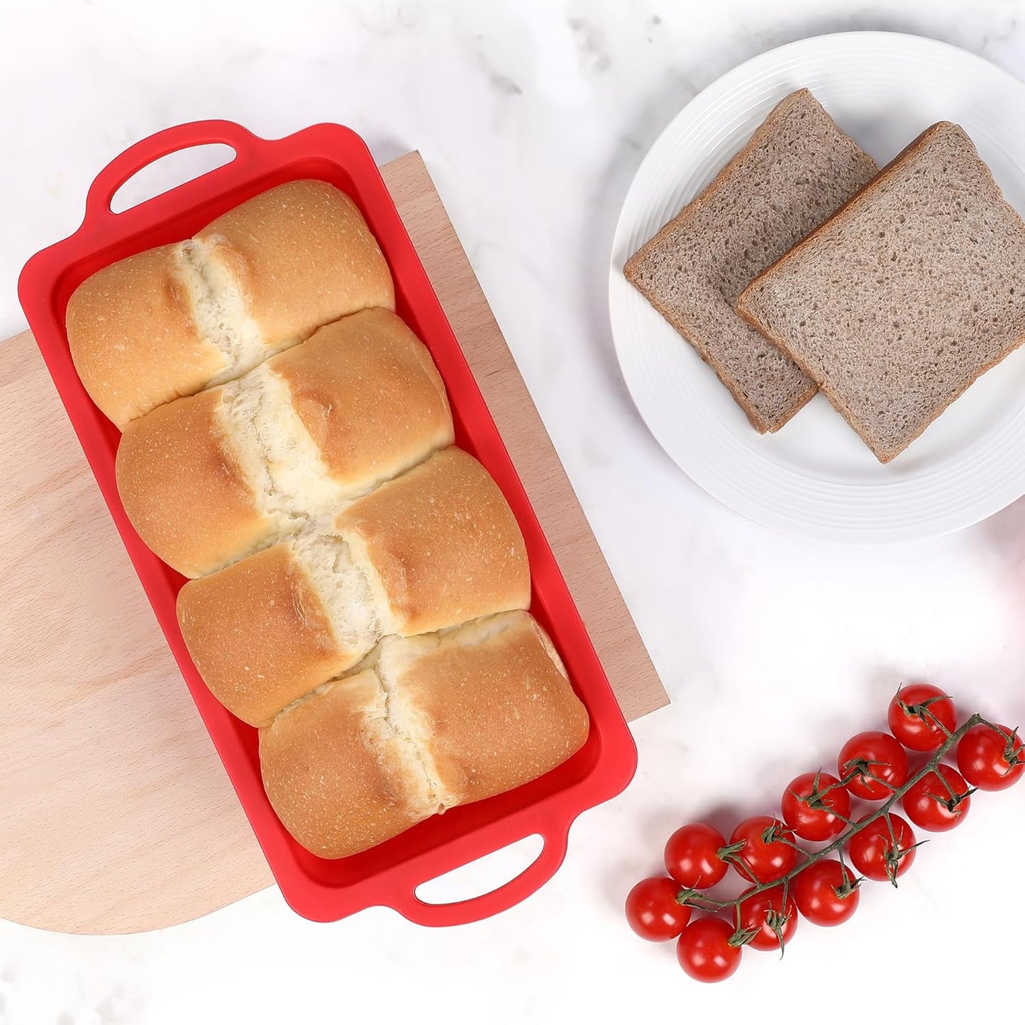 Silicone Bread Loaf Pan - Nonstick Large 10 x 4.8 inch Loaf Pans with Metal Reinforced Frame (Red)