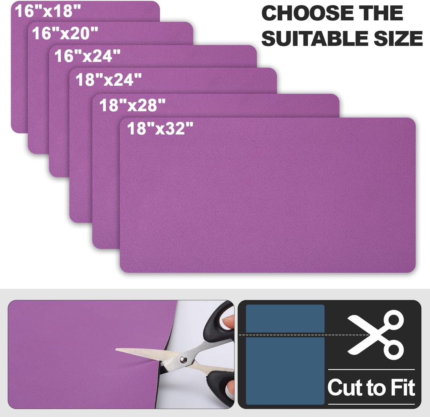 Dish Drying Mat for Kitchen Counter | Coffee Bar Mat for Countertops | Heat Resistant Drainer Mat with Non-slip Rubber Backed | Hide Stain Kitchen Absorbent Draining Mat | Purple 18"x32"