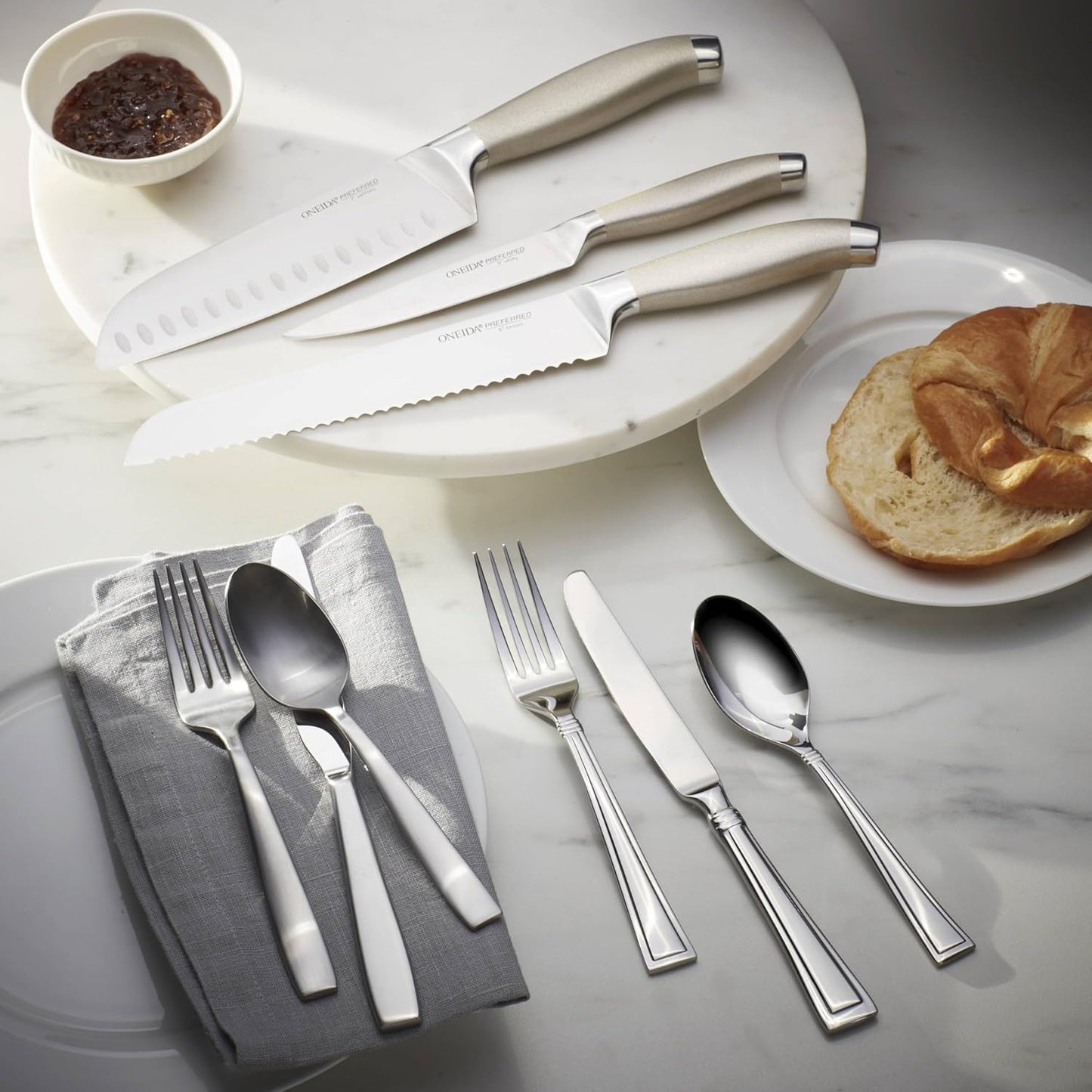Oneida Everdine Everyday Flatware, 20 Piece, Service for 4, 18/0 Stainless Steel, Silverware Set