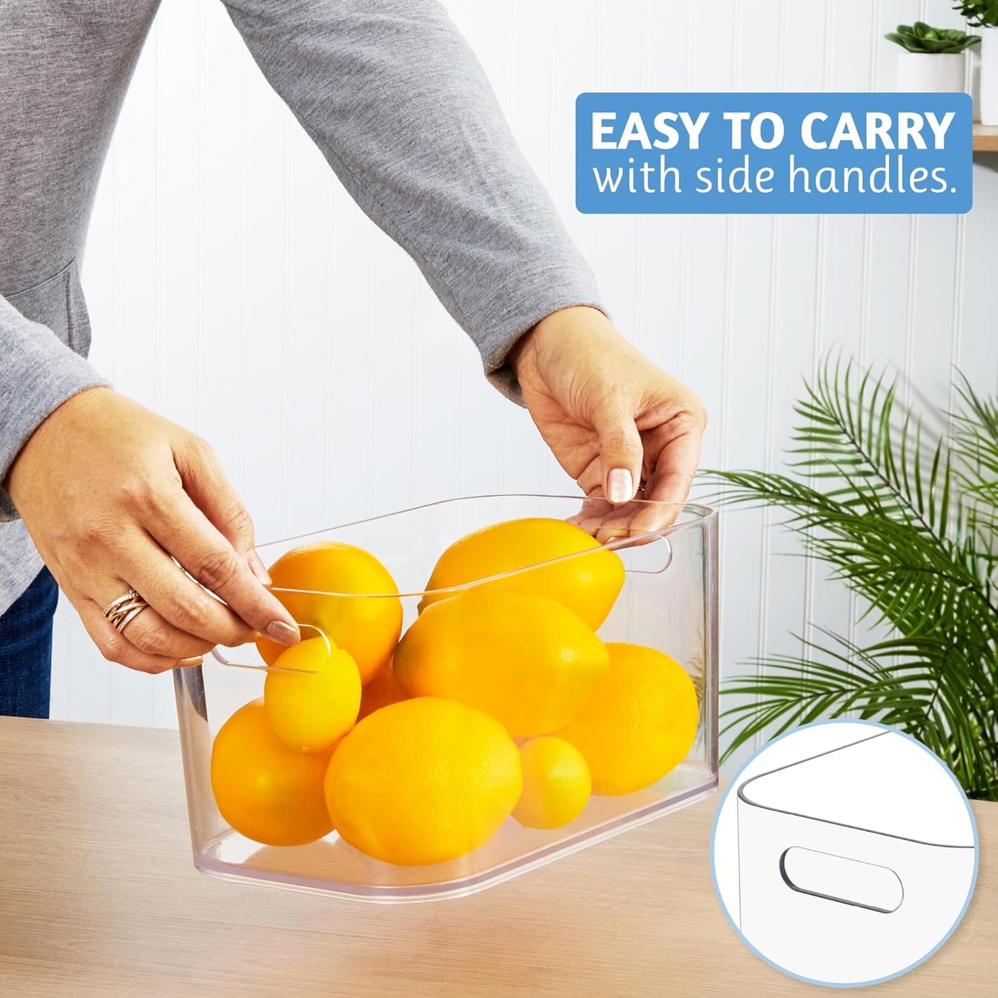 STORi Bliss 10" x 6" Open Clear Pantry Organizer Bin, Plastic Containers with Handle for Kitchen, Fridge, Cabinet, Closet, Bathrom, Undersink Storage Made in USA