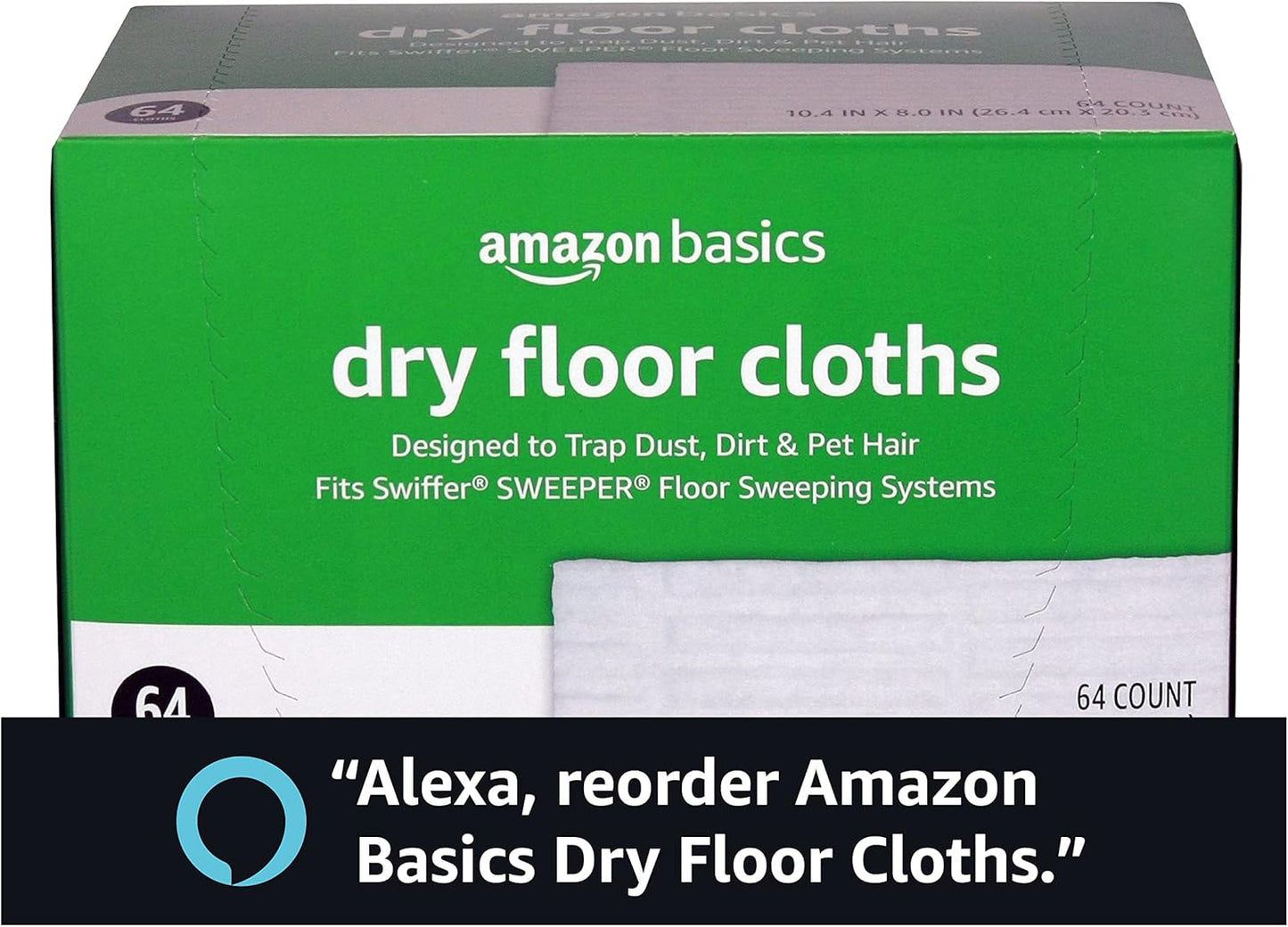 Amazon Basics Dry Sweeping Cloths to Clean Dust, Dirt, Pet Hair, Fits Swiffer Sweeper Mop Heads, 64 Count (Pack of 1)