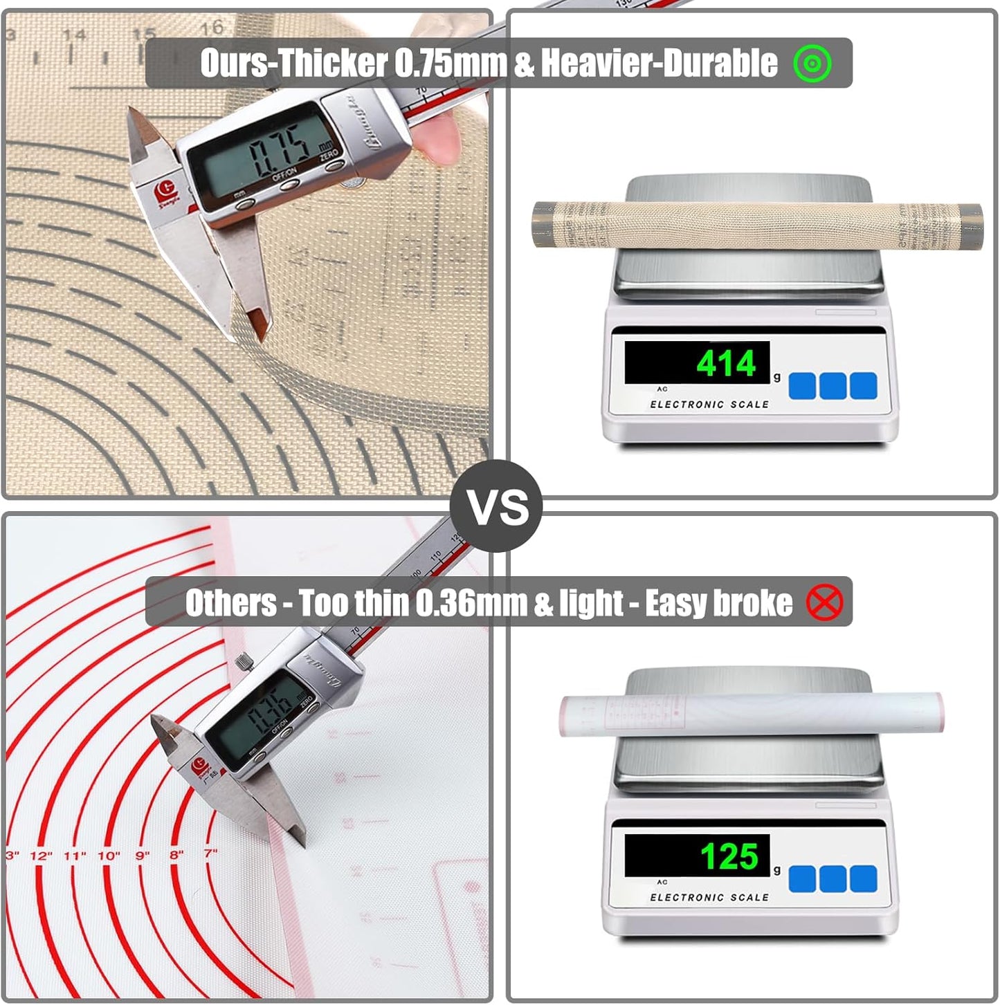 Silicone Pastry Mat 34'' By 26'' Extra Large Baking Mat with Measurements, Kitchen Counter Mats Perfect for Dough, Pastry, Pie Crust, Fondant, Cookies, Bread, Pasta, Pizza