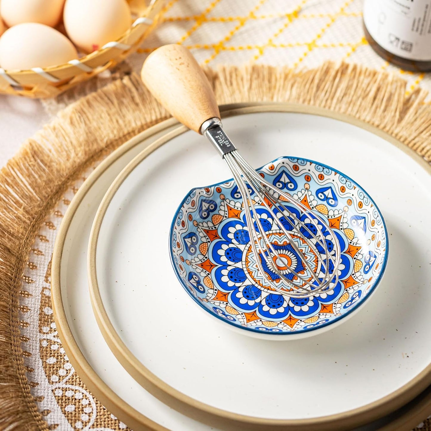 Spoon Rest for Stove Top Boho Style Spatula Rest Spoon Holder, 5.3in Ceramic Spoon Rest for Coffee Bar, Cooking Housewarming Gift Modern Farmhouse Kitchen Décor