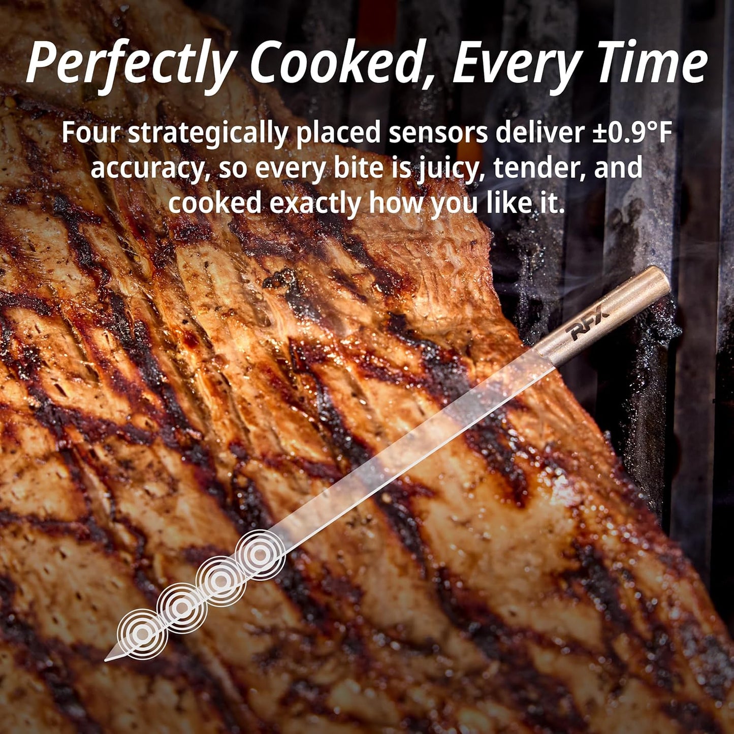 ThermoWorks RFX | Smart Wireless Meat Thermometer | Wi-Fi & Radio Frequency | Stronger Signal Than Bluetooth | Meat Probe for Use in Smoker, Grill, BBQ, Oven - 4-Probe Kit