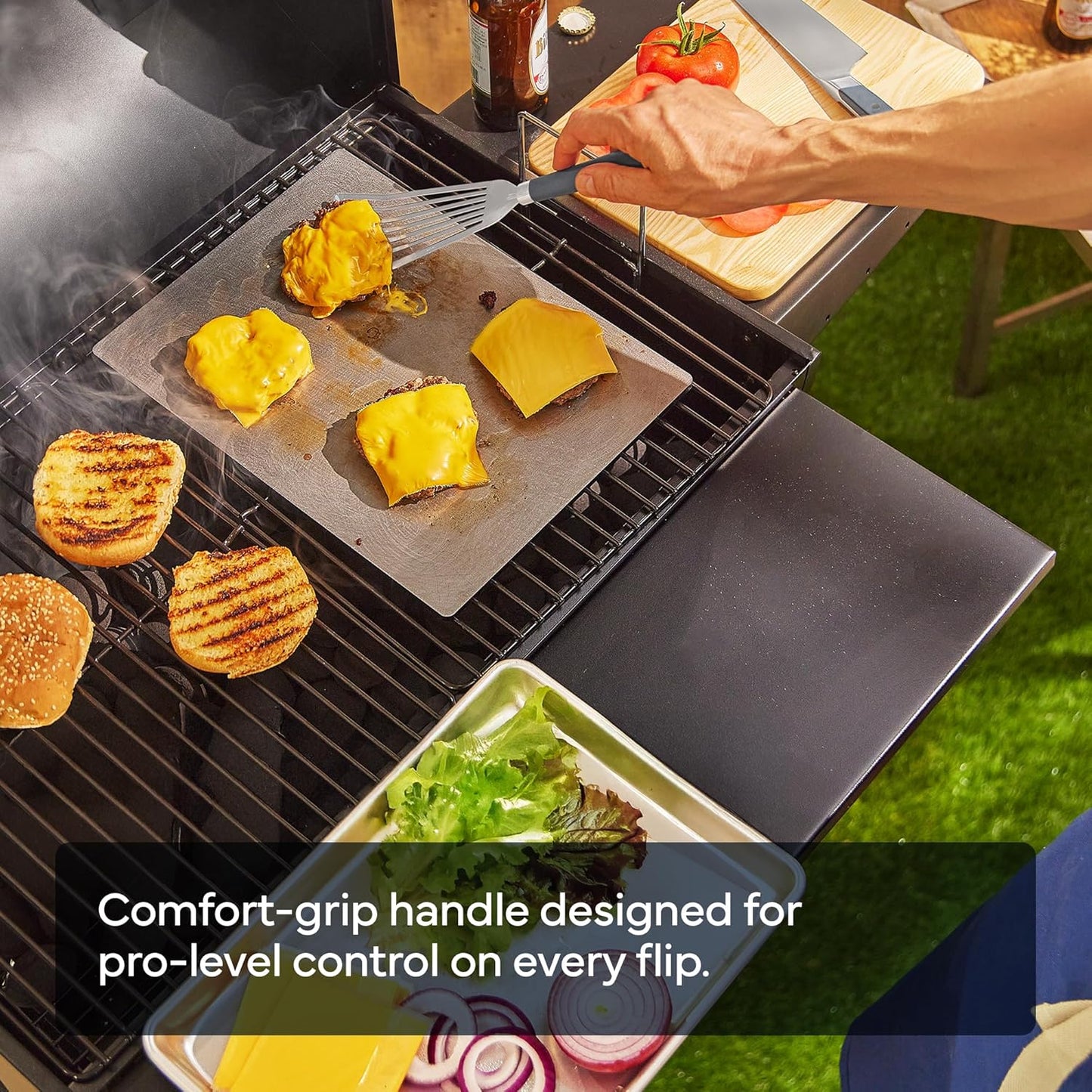 Misen Fish Stainless Steel Spatula - Slotted Turner for Cooking - Perfect for Frying - Heat Resistant - Dishwasher Safe -1mm Thick Flexible Flipper - Soft Silicone Grip Handle for Easy Use