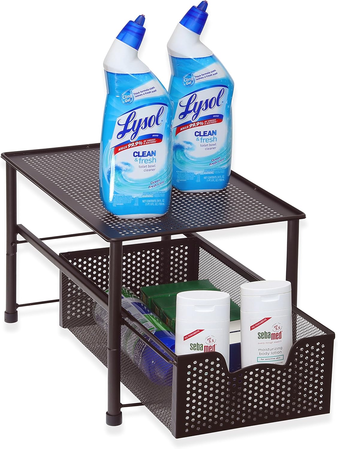 Simple Houseware Stackable Under Sink Cabinet Sliding Basket Organizer Drawer, Bronze