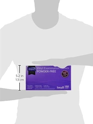 Inspire Exam Grade Powder & Latex Free Stretch Vinyl Gloves, Medium, 100 Count, White