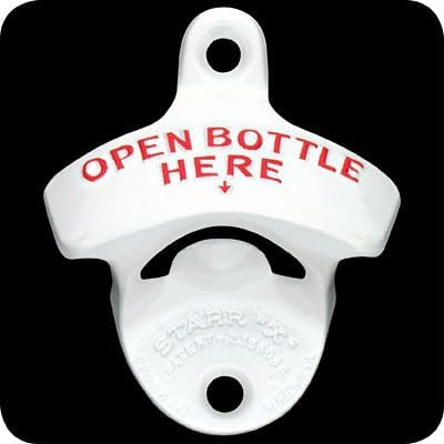 STARR "X" Open Bottle Here | Heavy Duty Classic Wall Mounted Bottle Opener for Easy Beer and Soda Bottle Opening, White