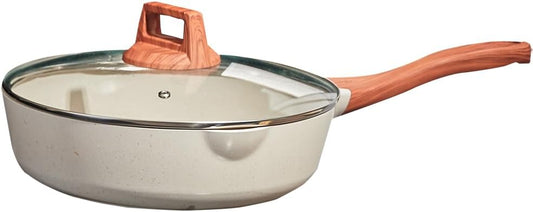 Frying Pans Nonstick with Lid, 10/11 inch Skillets and Frying pans,Granite Cooking Pan with Pour Spout,Non Toxic Pan for Stove,Induction,Gas,Pb, Cd PFOA Free(Granite, 11inch)