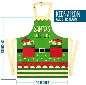 Lavley Christmas Baking Aprons - Funny kitchen gift for men, women and kids - 100% cotton adjustable apron for holiday bakers