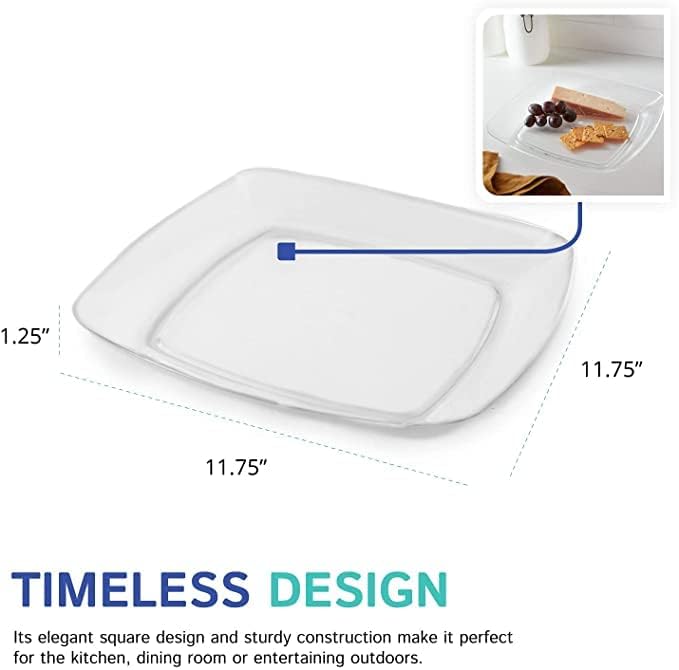 Huang Acrylic Large Square Plate | Dish For Dinning, Serving, Hosting | Durable Construction, Easy to Clean Premium Acrylic