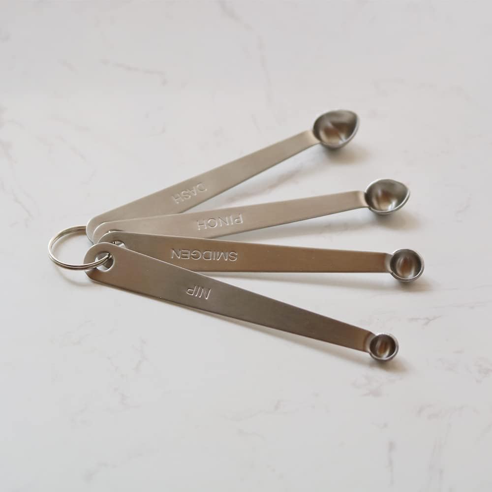 2Pack Mini Measuring Spoons Set, Small Stainless Steel Teaspoon for Cooking and Baking, Suitable for Tiny Amount of Dry or Liquid Ingredients and Spices (1/8, 1/16, 1/32, 1/64 tsp)