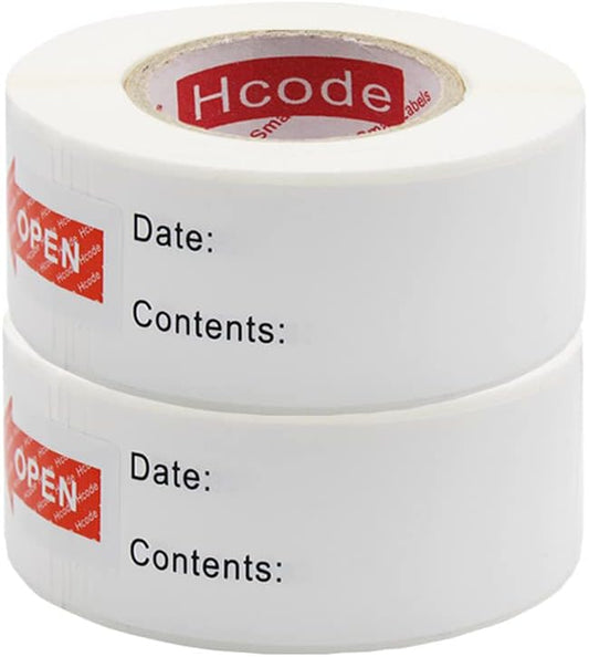 Hcode 1 x 3'' Self-Adhesive Removable Freezer Food Storage Labels - Easy Clean Leaves No Residue - Meal Prep Labels Plastic Paper Sticker Perfect for Reusable Containers 2 Roll