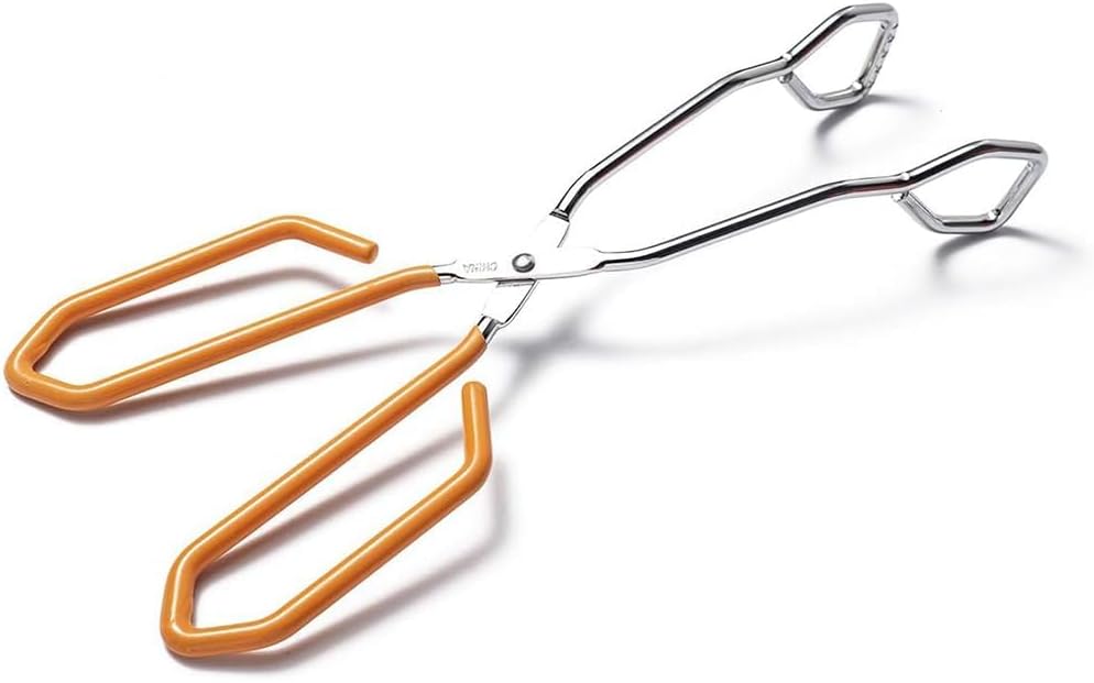 11 Inch Hiash Orange Stainless Steel Scissor Tongs, Kitchen Tongs for Cooking