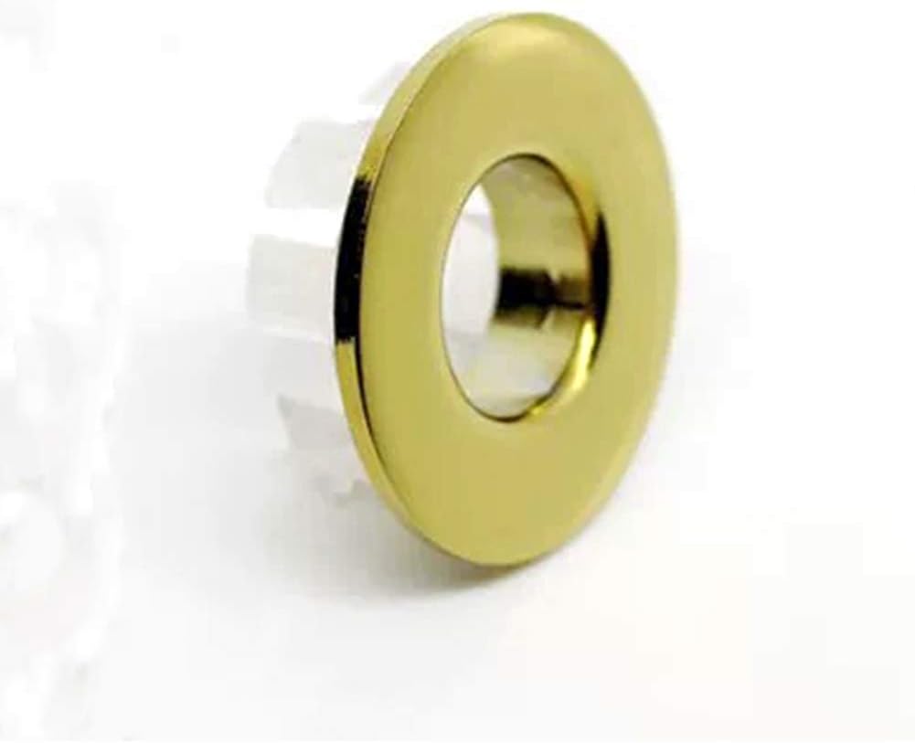 Sink Basin Trim Overflow Cover Brass Insert in Hole Round Caps Gold 2 PCS