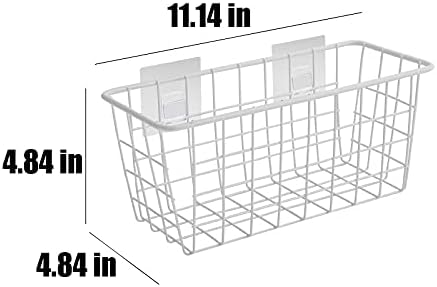LeleCAT Hanging Kitchen Baskets For Storage Adhesive Sturdy Small Wire Storage Baskets No Drilling Wall Mounted Kitchen Food Pantry Bathroom Shelf Storage, 4 PACK,White