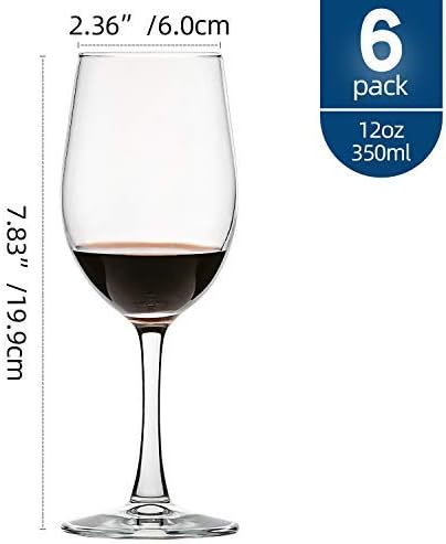 UMI UMIZILI 12 Ounce - Set of 6, All-Purpose Classic Durable Red/White Wine Glasses
