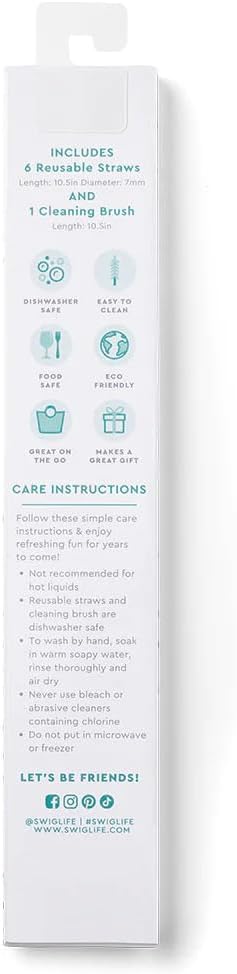 Swig Life Reusable Straws Let's Go Girls + Pink Glitter Tall Straw Set & Cleaning Brush, Each Straw is 10.25 inch Long (Fits Swig Life 20oz Tumblers, 22oz, and 32oz Tumblers)