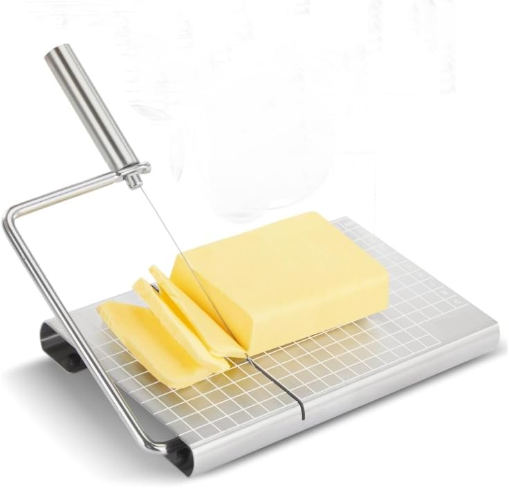 Stainless Steel Cheese Slicer Cutter, with 5 Spare Wires,Measurement Grid,Suitable for Block Cheese