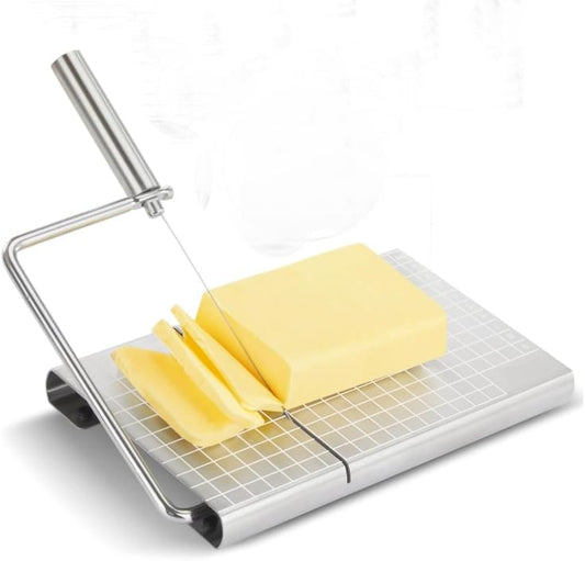 Stainless Steel Cheese Slicer Cutter, with 5 Spare Wires,Measurement Grid,Suitable for Block Cheese