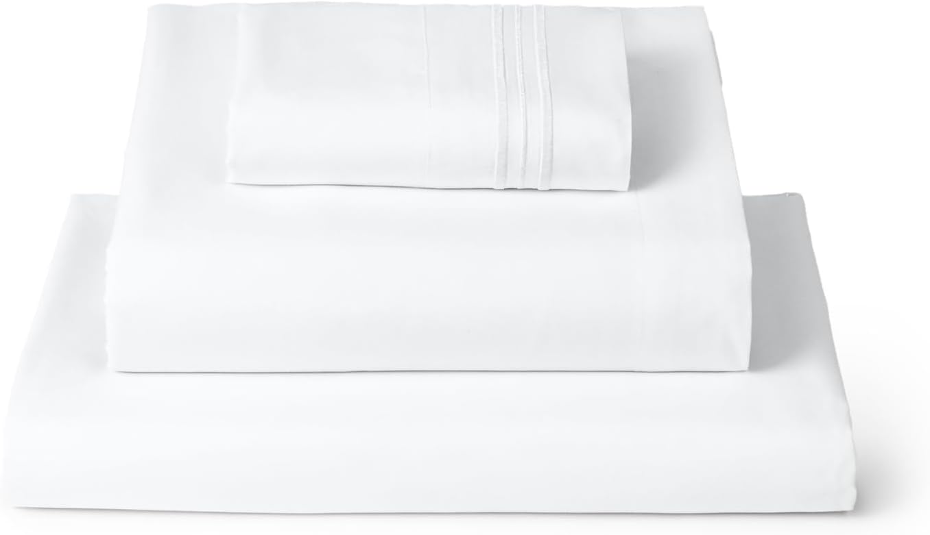 Mellanni Twin XL Sheets Set - 3 PC Iconic Collection Bedding - Hotel Luxury, Extra Soft, Cooling Bed Sheets - Wrinkle, Fade, Stain Resistant (Twin Extra Long, White)