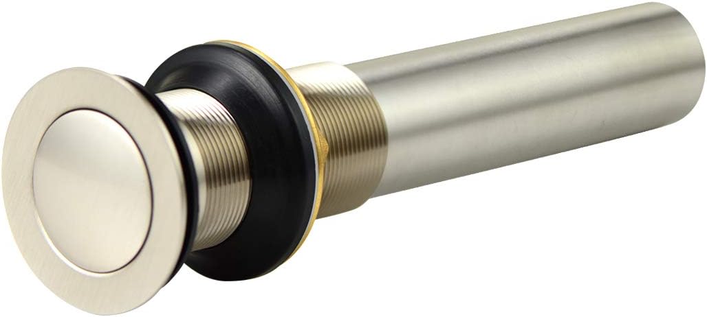 Purelux Pop up Drain Stopper for Bathroom Faucet Vanity or Vessel Sink Bathroom Drain Assembly No Overflow, Brushed Nickel