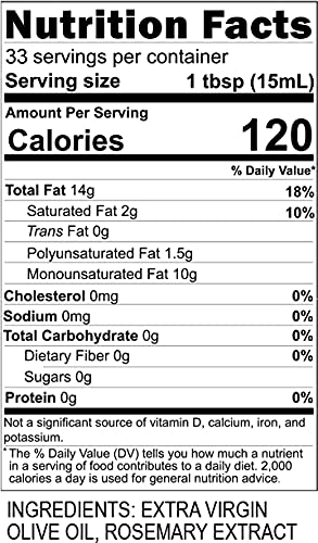 Blazing Bella Rosemary Infused Extra Virgin Olive Oil - Gourmet California Olive Oil (16.9 Fl oz - 500ML) perfect for finishing potatoes, chicken, and pasta