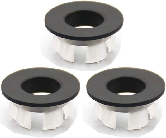 Sink Basin Trim Overflow Cover Brass Insert in Hole Round Caps Matte Black 3 PCS