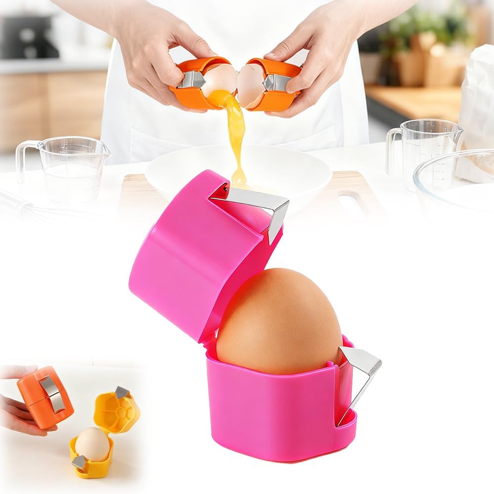 Egg Shell Opener, 2026 Upgrade Egg Peeler, Stainless Steel Egg Slicer for Hard Boiled Eggs, Egg Peeling Tool, Hard Boiled Egg Peeler, Egg Shell Cutter for Boiled Egg (Pink)