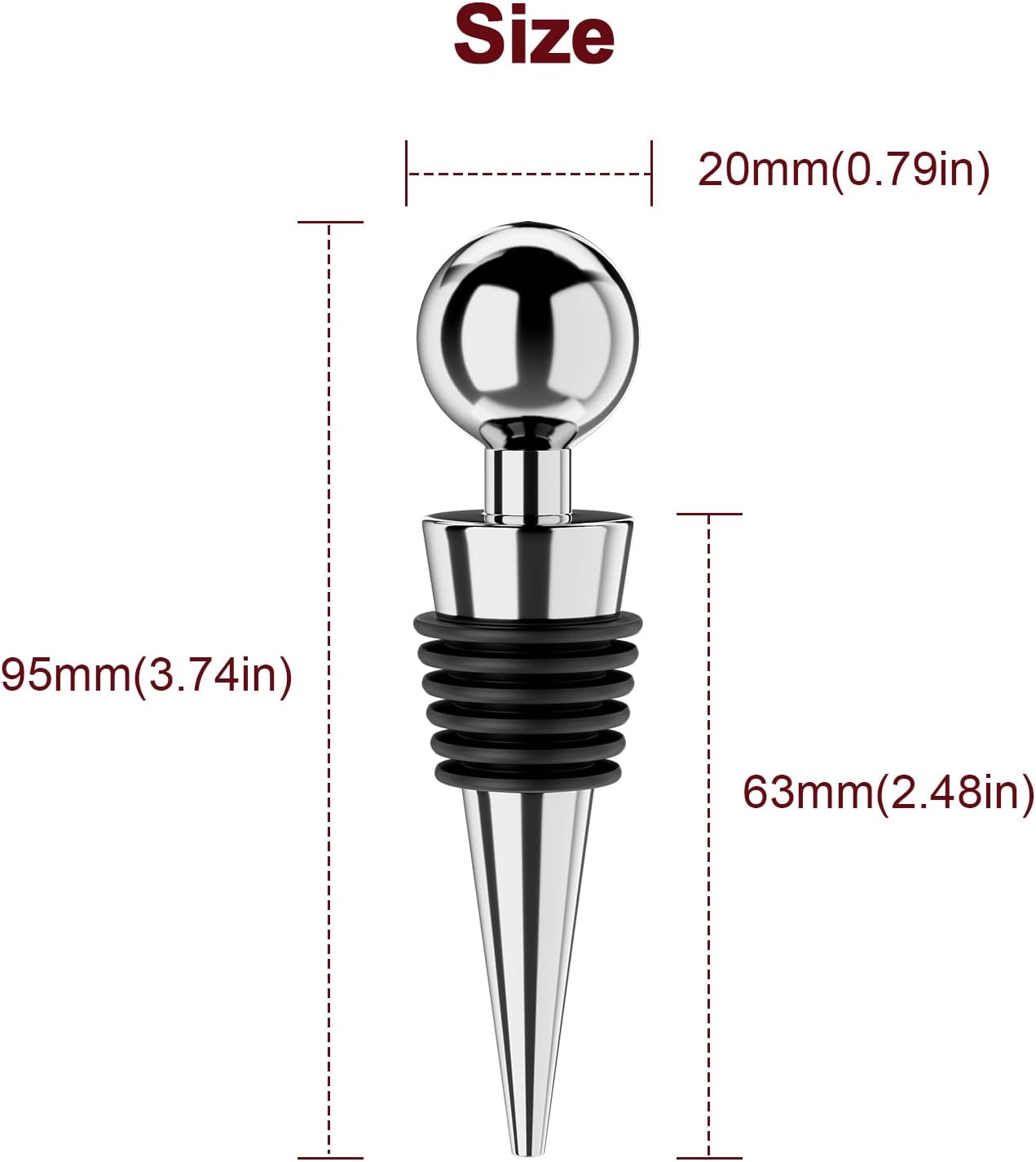 Wine Stoppers for Wine Bottles 3Pcs Vacuum Wine Bottle Stopper with Silicone Reusable Wine Corks, Leak proof Keep Fresh Suitable for Standard (Silver, 3 Pack)