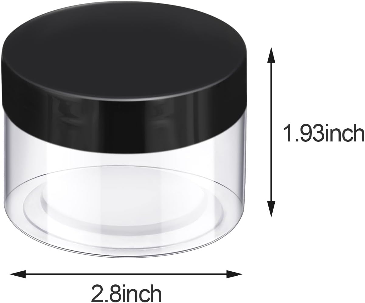 SATINIOR 6 Pack 5 oz Plastic Jars Containers with Lids Wide-mouth Refillable Leakproof Reusable Round Empty Jars for Travel Cosmetic Dry Food Spice Cookie Candy Home Kitchen Organizing(Black)