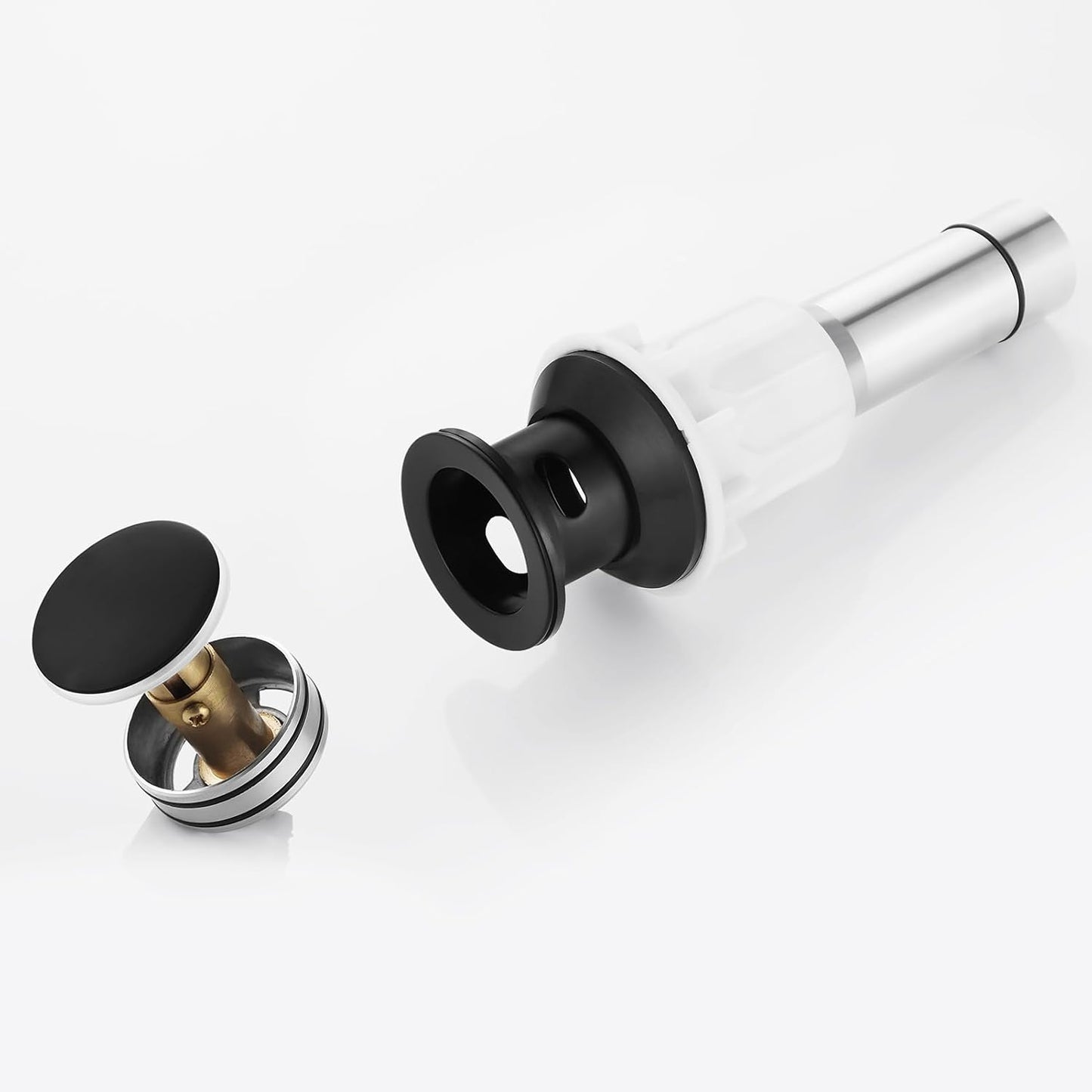 PARLOS Pop up Sink Drain Stopper with Hair Catcher Strainer & Overflow for Bathroom Sink Vessel, Matte Balck 2100604