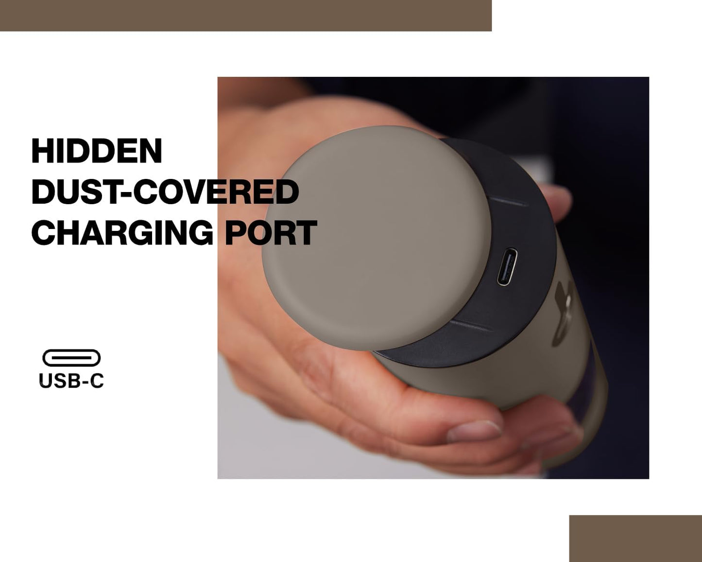 Stainless Steel Rechargeable Electric Salt and Pepper Grinder Set, USB Charging with Dust Cover, 6 Adjustable Grinding Modes + LED Light 2pack，Brown