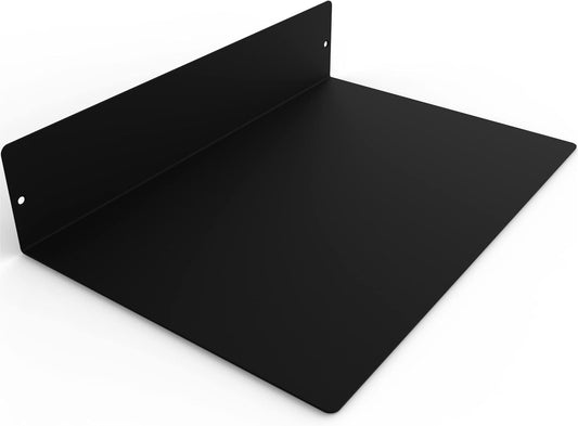 DIY CARTEL Made in USA Linear Floating Shelf - Forged Steel/Metal - Industrial Heavy Duty Metal Wall Mounted Modern Rustic Farmhouse Designed Shelf (12-in X 8-in Powder Coated Matte Black)