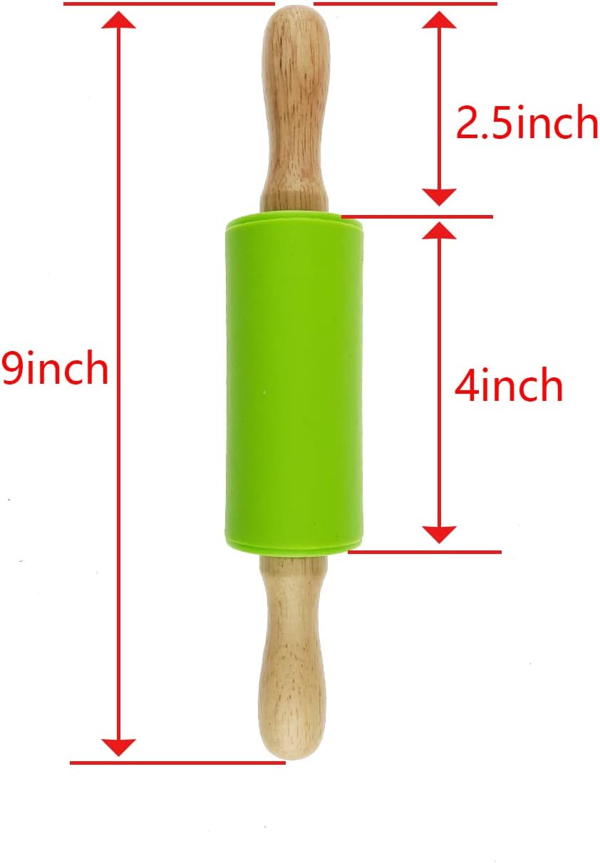 6 Pack Small Rolling Pin for Kids, Kids Rolling Pin for Home Kitchen (6 colors) (9 Inch)