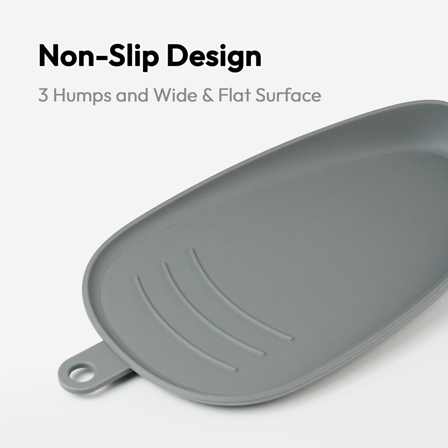 Carrotez Large Silicone Utensil Rest for Stove Top - Unbreakable Heat Resistant Silicone Spoon Rest for Kitchen Countertop - Oversized Wide Non-Scratch Spoon Holder for Camping - Grey