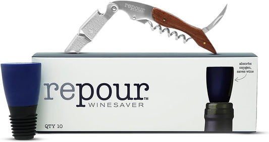 Wine Essentials Combo Pack – Premium Corkscrew & Wine Saver | Manual Wine Key Removes Corks Easily, Wine Stopper Preserves Wine Easily|Perfect for Wine Lovers and Enthusiasts (Rosewood 10 Pack)