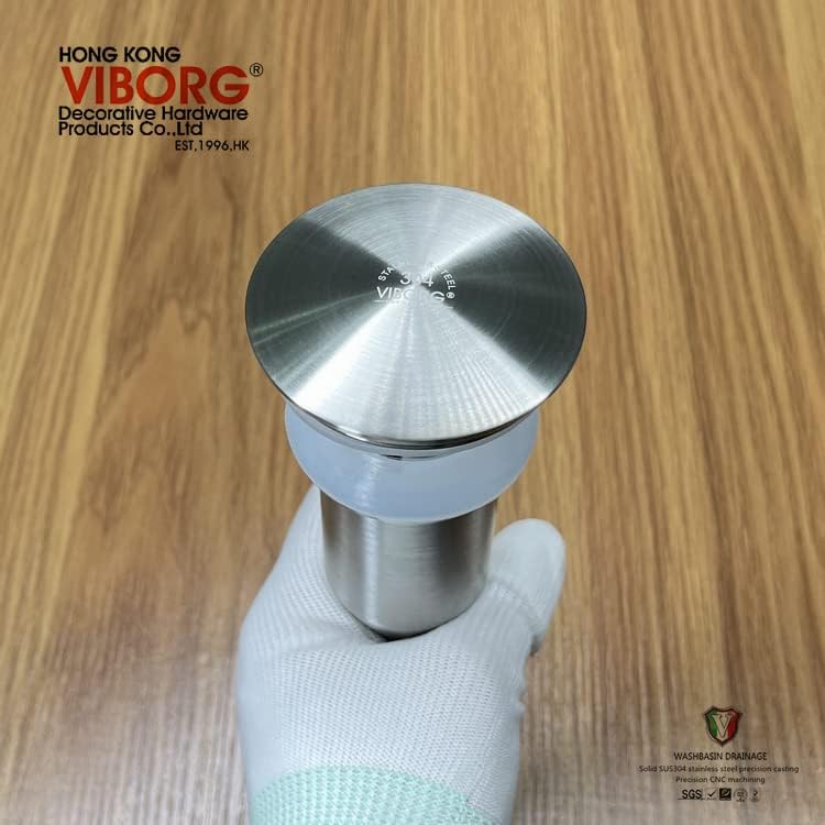 VIBORG Bathroom Basin Sink Pop Up Drain Stopper with Detachable Strainer Basket Hair Catcher Anti-Clogging Vanity Faucet Vessel Washbasin Lavatory Sink Drain Assembly Without Overflow