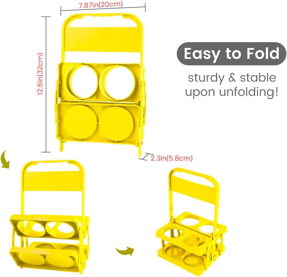 musbus Reusable Drink Carrier with Handle for Doordash, Grubhub, Portable Cup/Coffee Holder Accessories for Delivery, Foldable Drinks Caddy with Tray, Car Durable Plastic Festive Bottle, Vacation