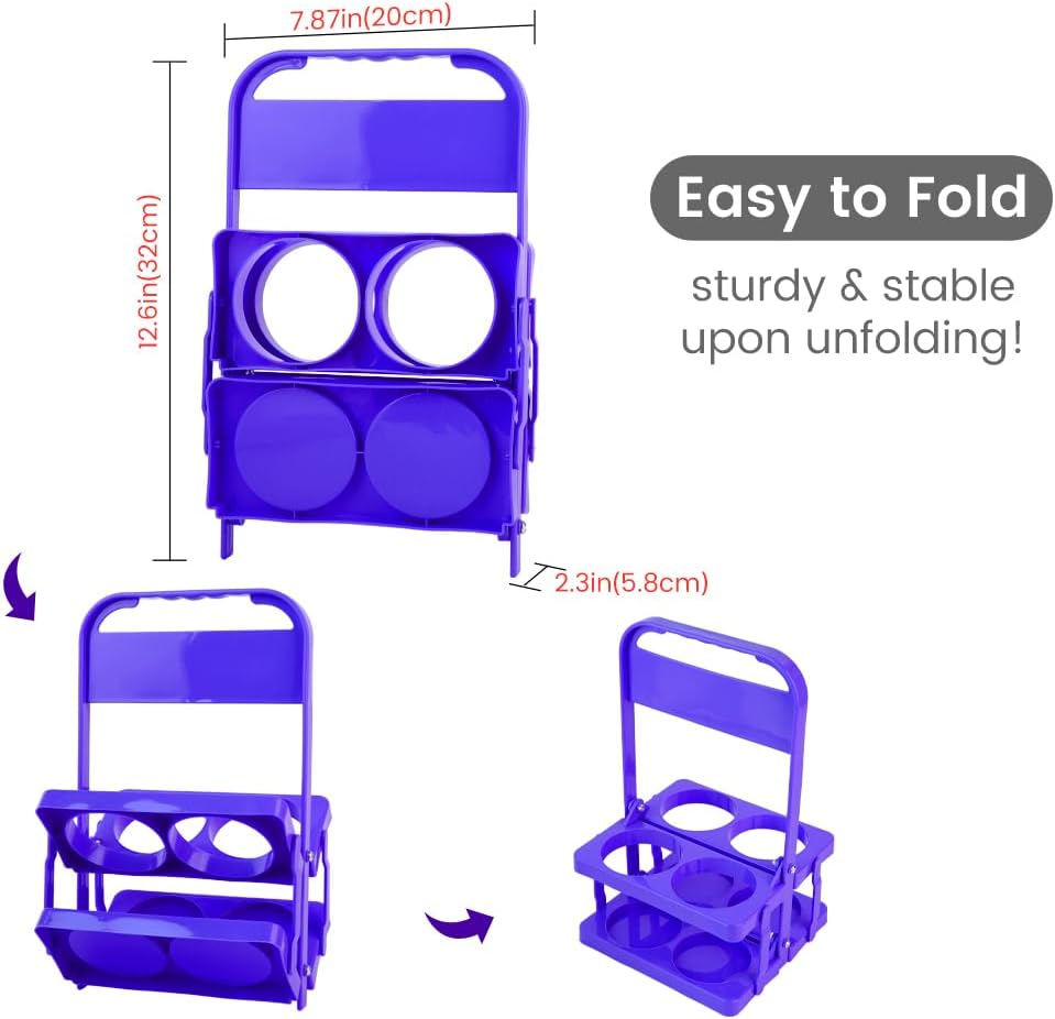 musbus Reusable Drink Carrier with Handle for Doordash, Grubhub, Portable Cup/Coffee Holder Accessories for Delivery, Foldable Drinks Caddy with Tray, Car Durable Plastic Festive Bottle, Vacation