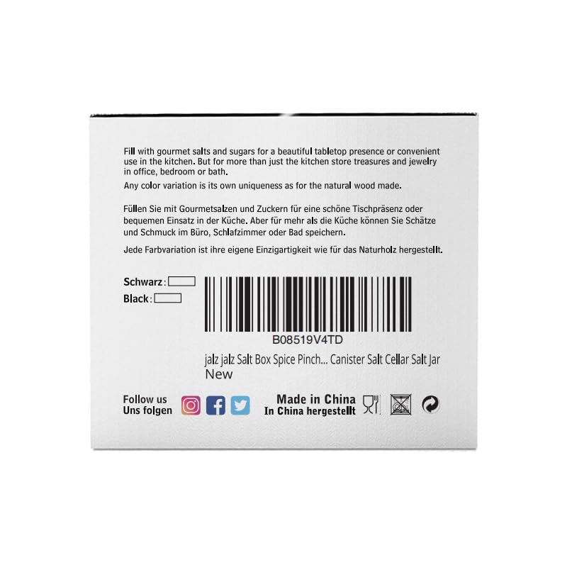 Salt Box Salt cellar with spoon Black Marble Base Natural Acacia Top Decorative Boxes Spice Seasonings Keeper Salt Container Elegant Design Salt Cellar Spice Cellar