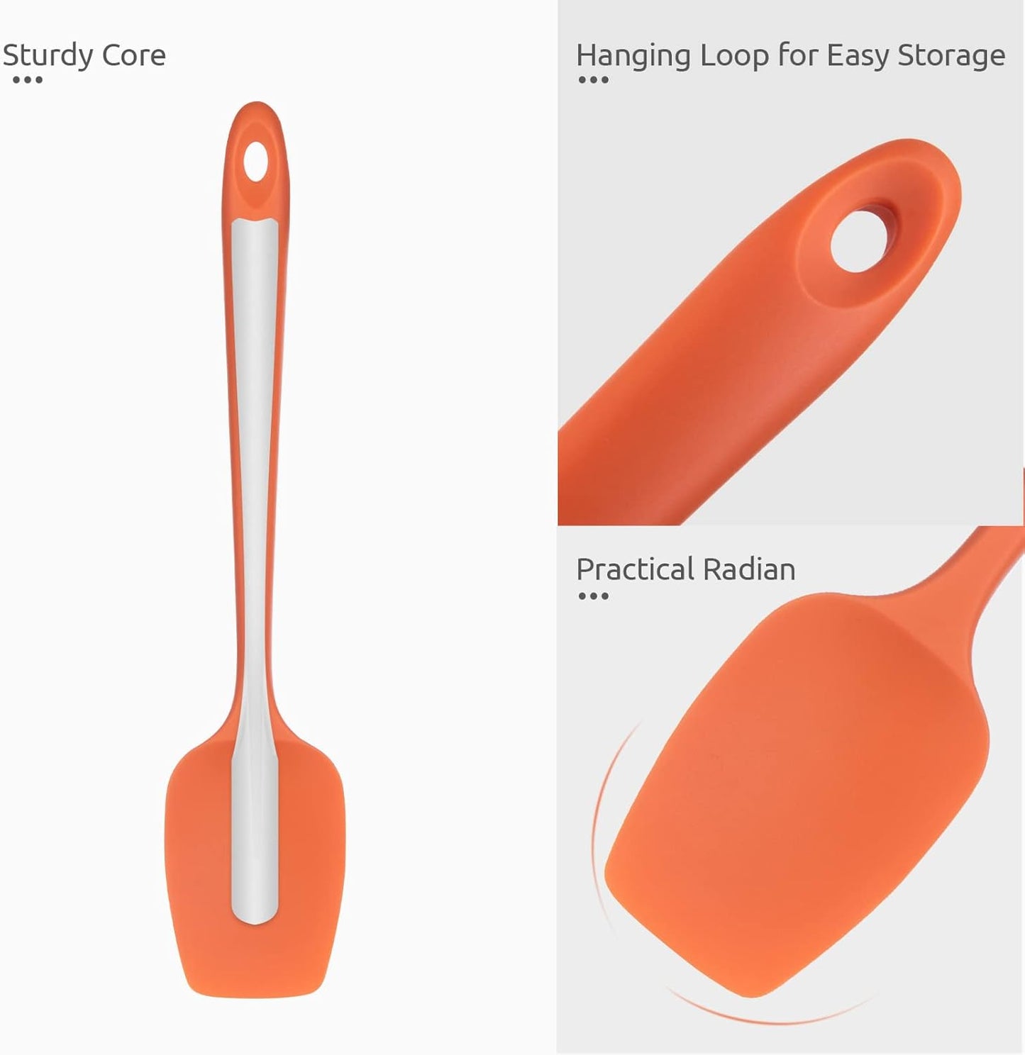 Heat Resistant Silicone Spoon Spatula: U-Taste 600ºF High Heat Flexible 11.38in Silicon Mixing Stirring Cooking Scraping Baking Bowl Scraper Seamless Spreader for Nonstick Cookware (Orange)