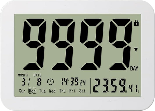 FCXJTU Digital Countdown Days Timer Clock- 9999 Days Count Down Days Timer with Stand Strong Magnetic Back for Retirement Wedding Vacation Christmas New Baby Classroom Lab Kitchen Cooking (9999Day)