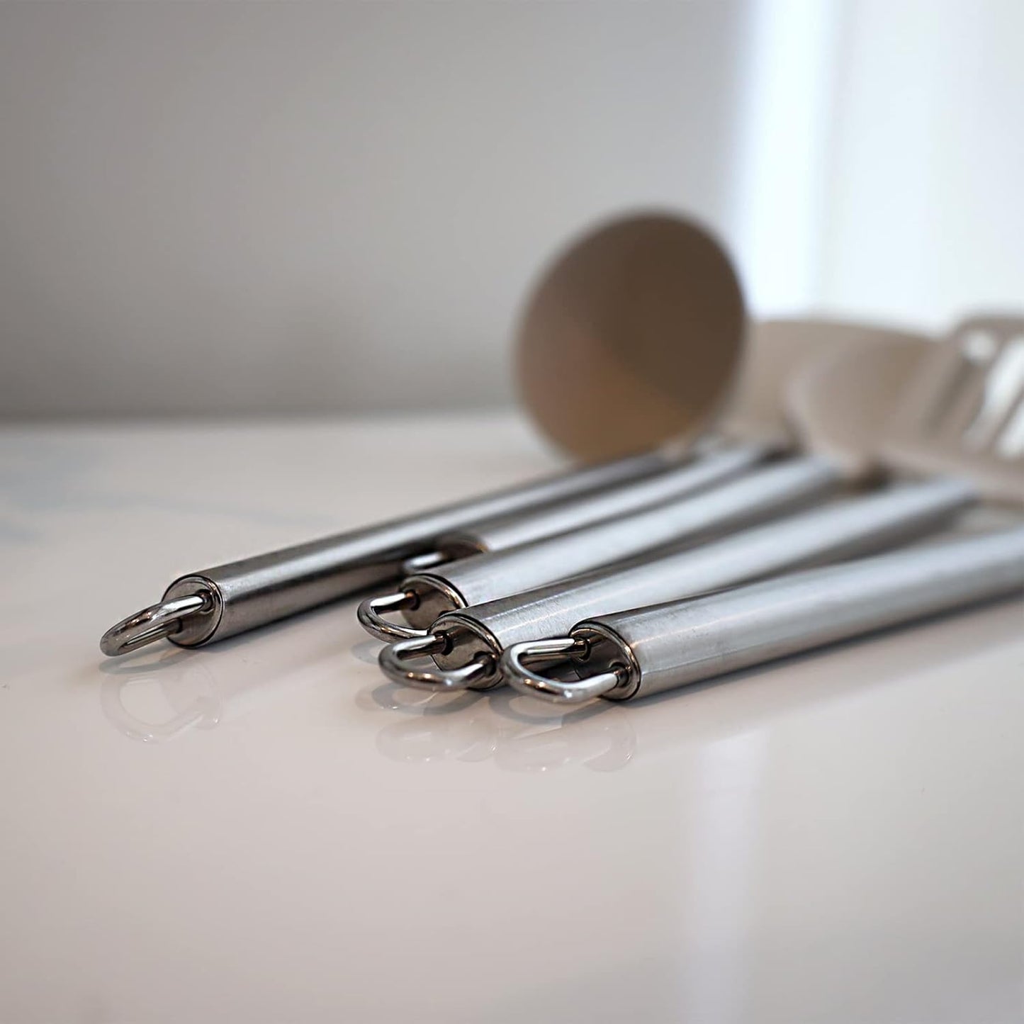 Beille Cream Wheat Straw Slotted Spoon with Stainless Steel Handle Kitchen Utensils, 13 Inch