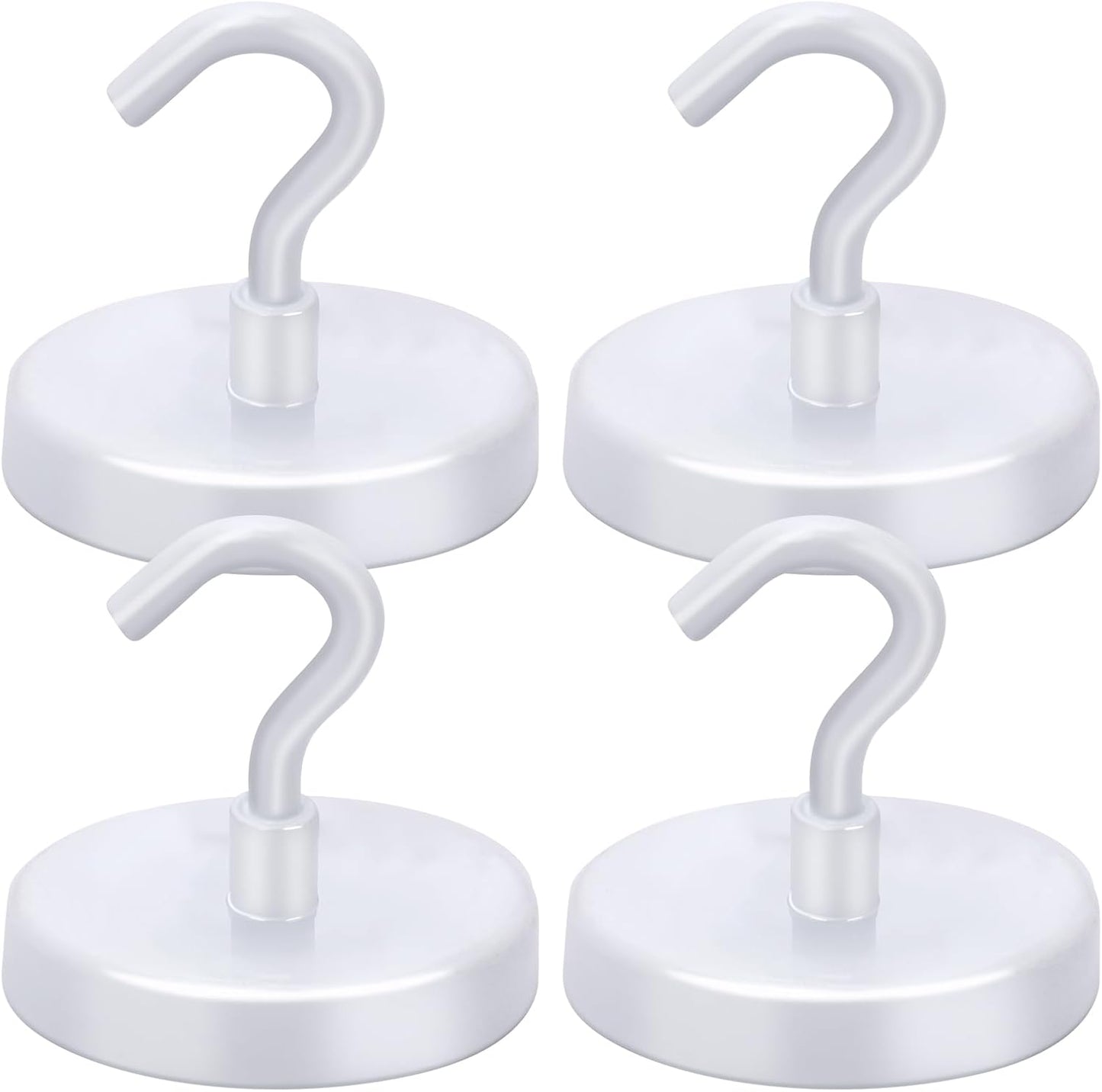 LOVIMAG Magnetic Hooks for Cruise Cabins, 150Lbs Cruise Magnets, White Magnetic Hooks Heavy Duty for Hanging, Refrigerator, Grill-4 Pack