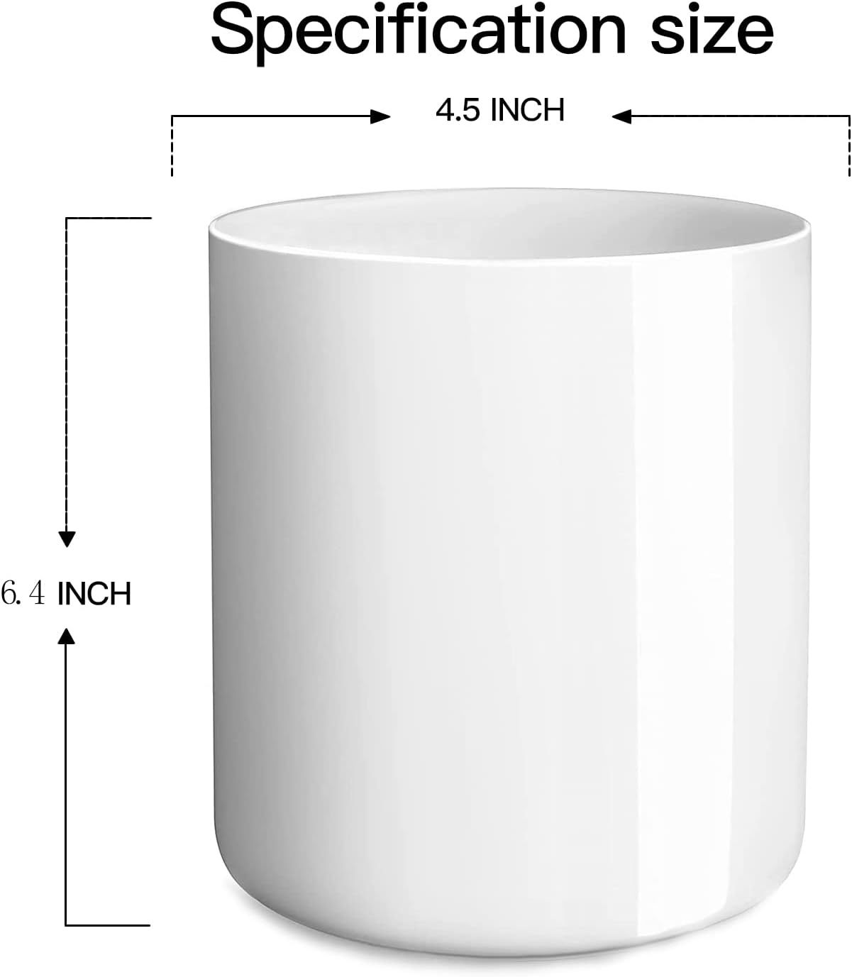 White utensil holder for Countertop, Glossy White Ceramic Utensil Holder for Kitchen Counter Easy to Clean, Modern Small Cooking Utensil Holder Spatula Crock for Décor, 4.5×6.4 IN