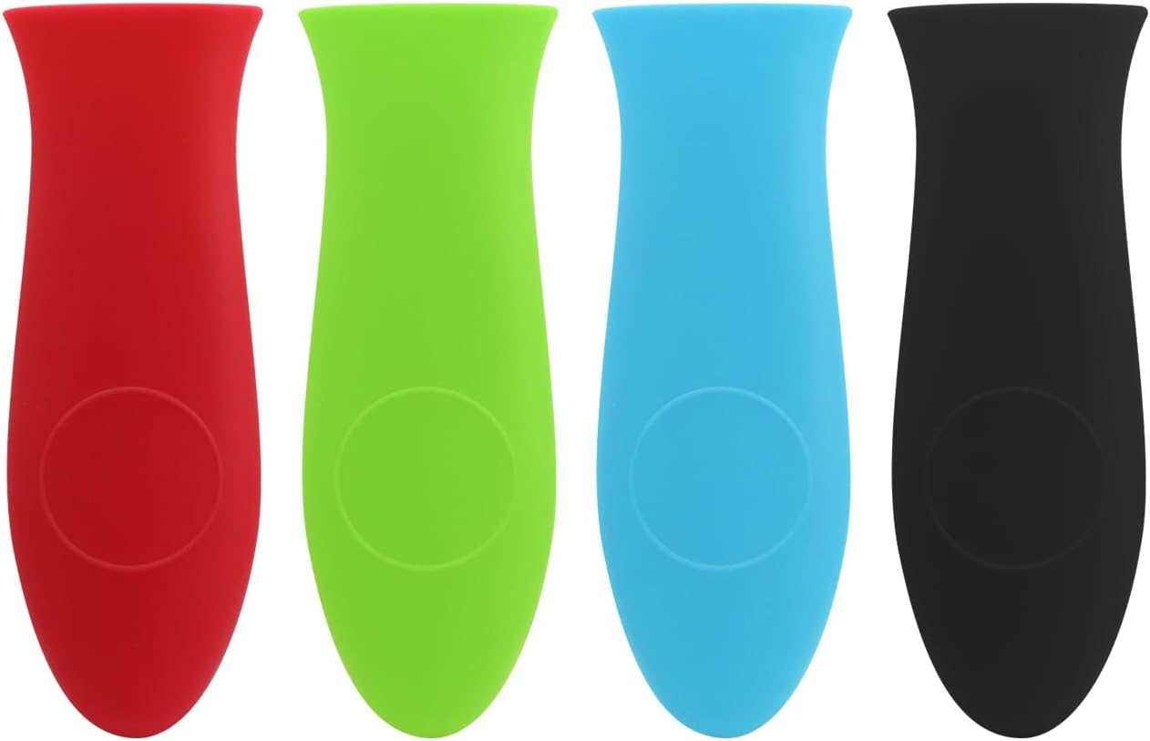 Silicone Hot Handle Holder Cast Iron Handle Cover Rubber Pot Handle Sleeve Heat Resistant for Frying Pans Griddles 4Pcs Mixed Color