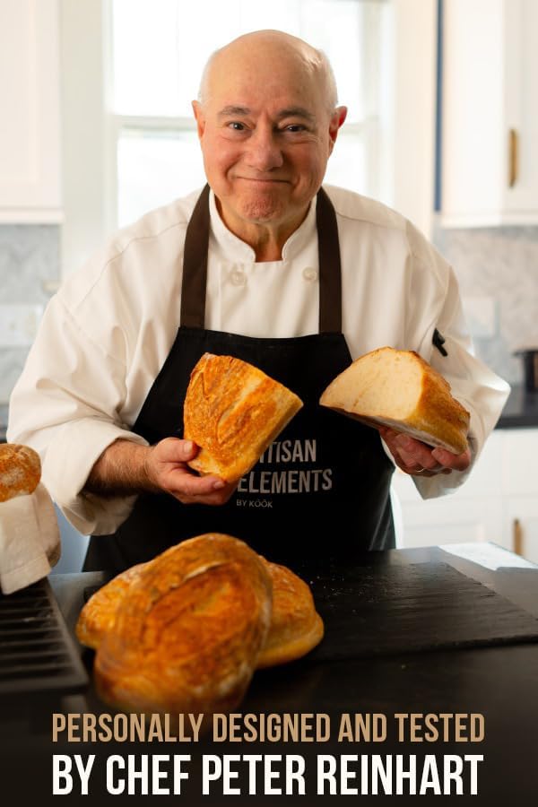 Kook Banneton Bread Proofing Set, Artisan Sourdough Bread Making Kit, 9.8 Inch Rattan Baskets and Liners, Metal & Plastic, Scrapers, Scoring Lame & Case, 4 Extra Blades, Set of 2, Oval