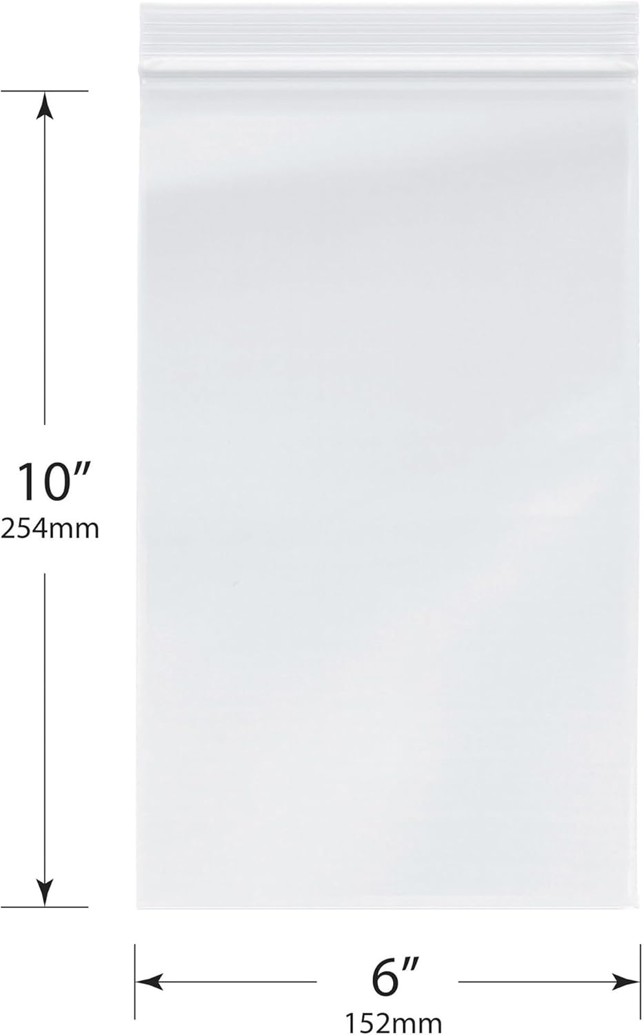 Plymor 6" x 10" (Pack of 100), 4 Mil Heavy Duty Zipper Reclosable Plastic Bags