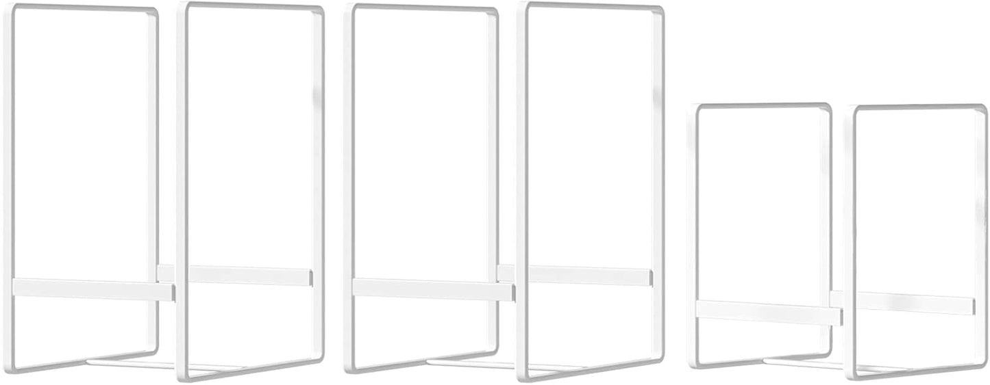 2 Large 1 Small Plate Organizers Holders Upright Cabinet Dish Drying Racks Metal Plate Dish Organizers Racks Stands for Countertop and Cupboard White